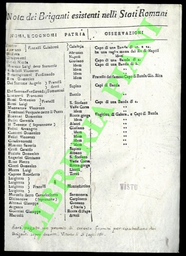 Nota dei briganti - dei,